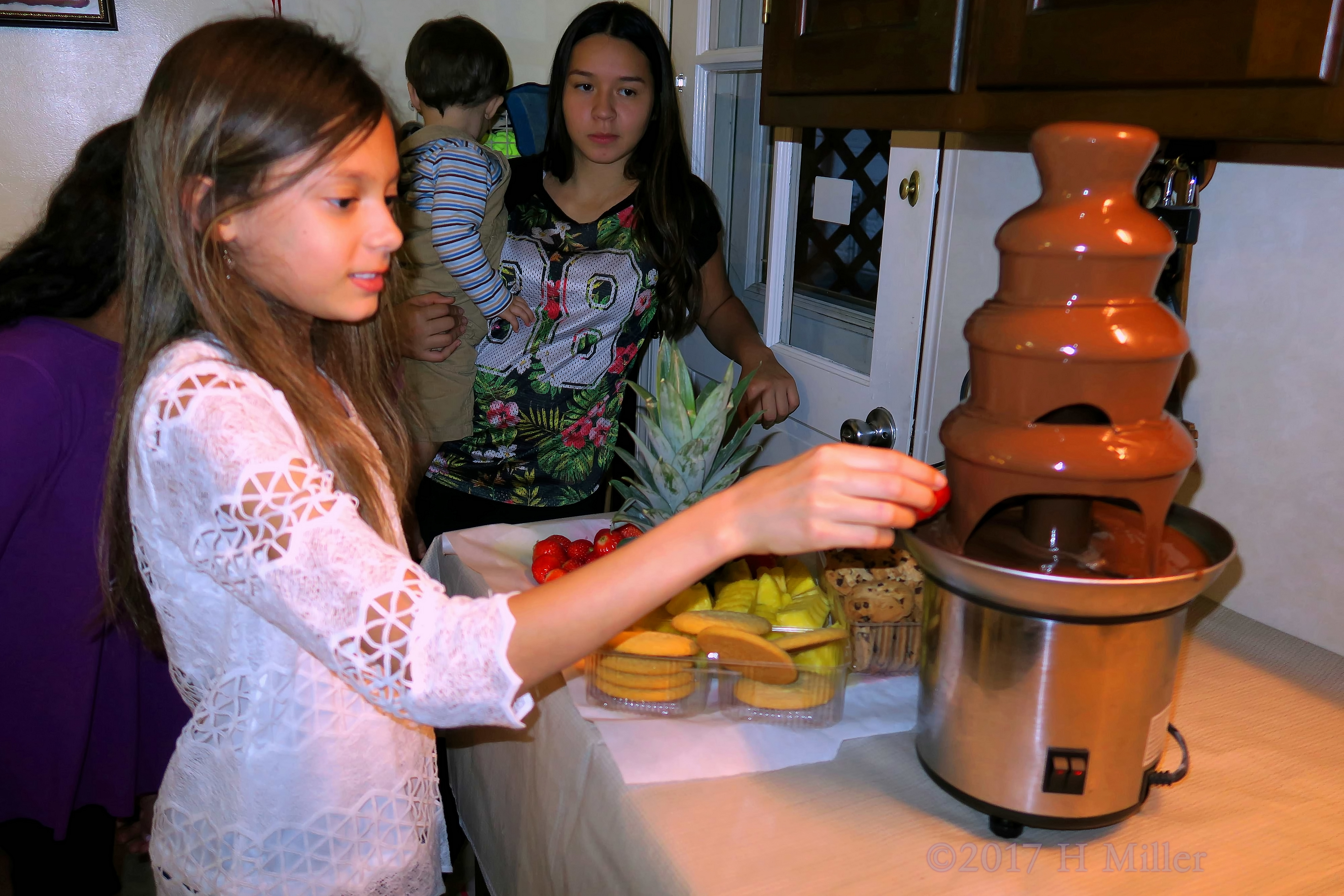 Dipping Fruit In The Chocolate Fountain! Dipping Fruit In The Chocolate Fountain!