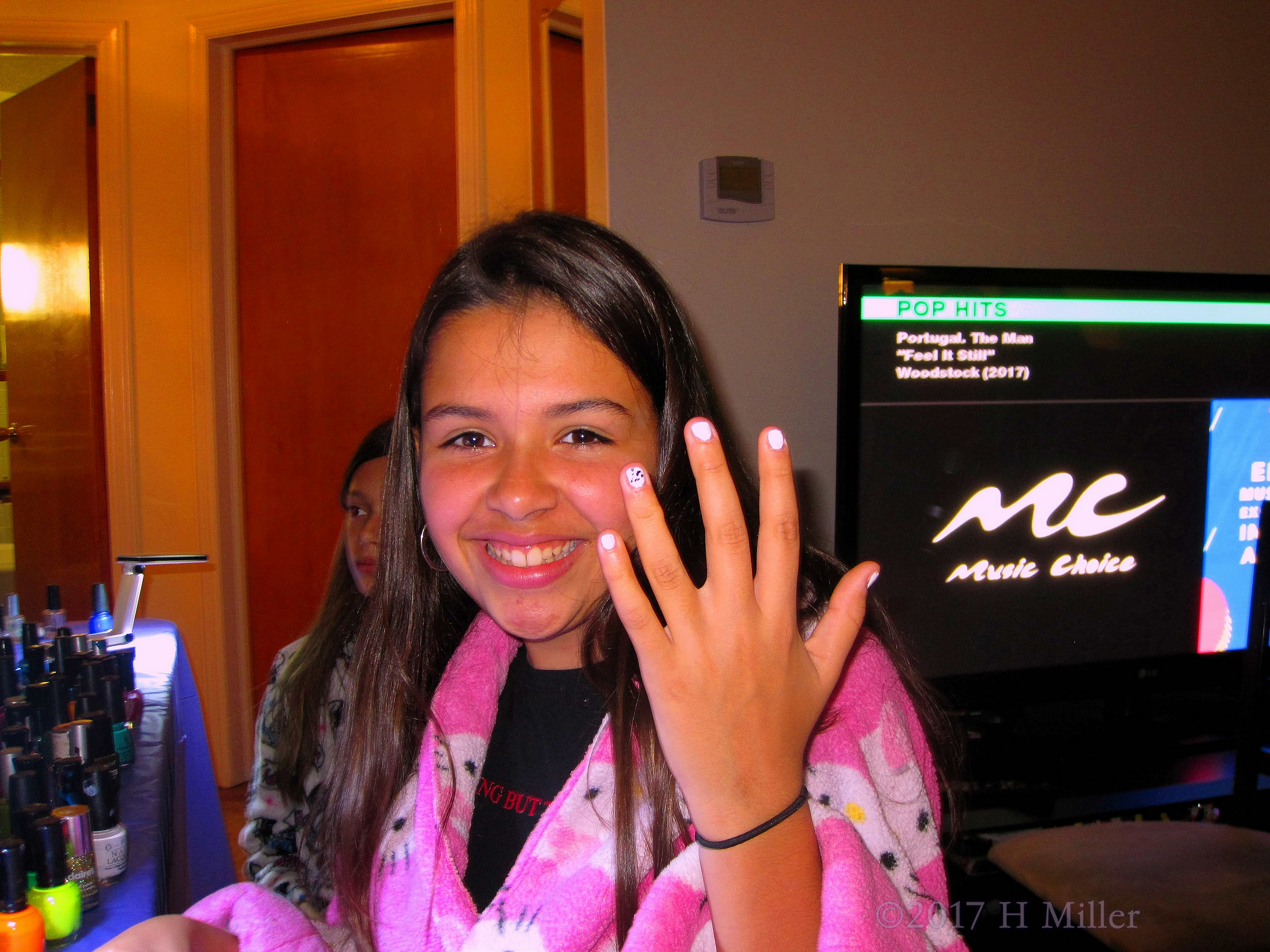 Showing Her New Cool Nail Design!