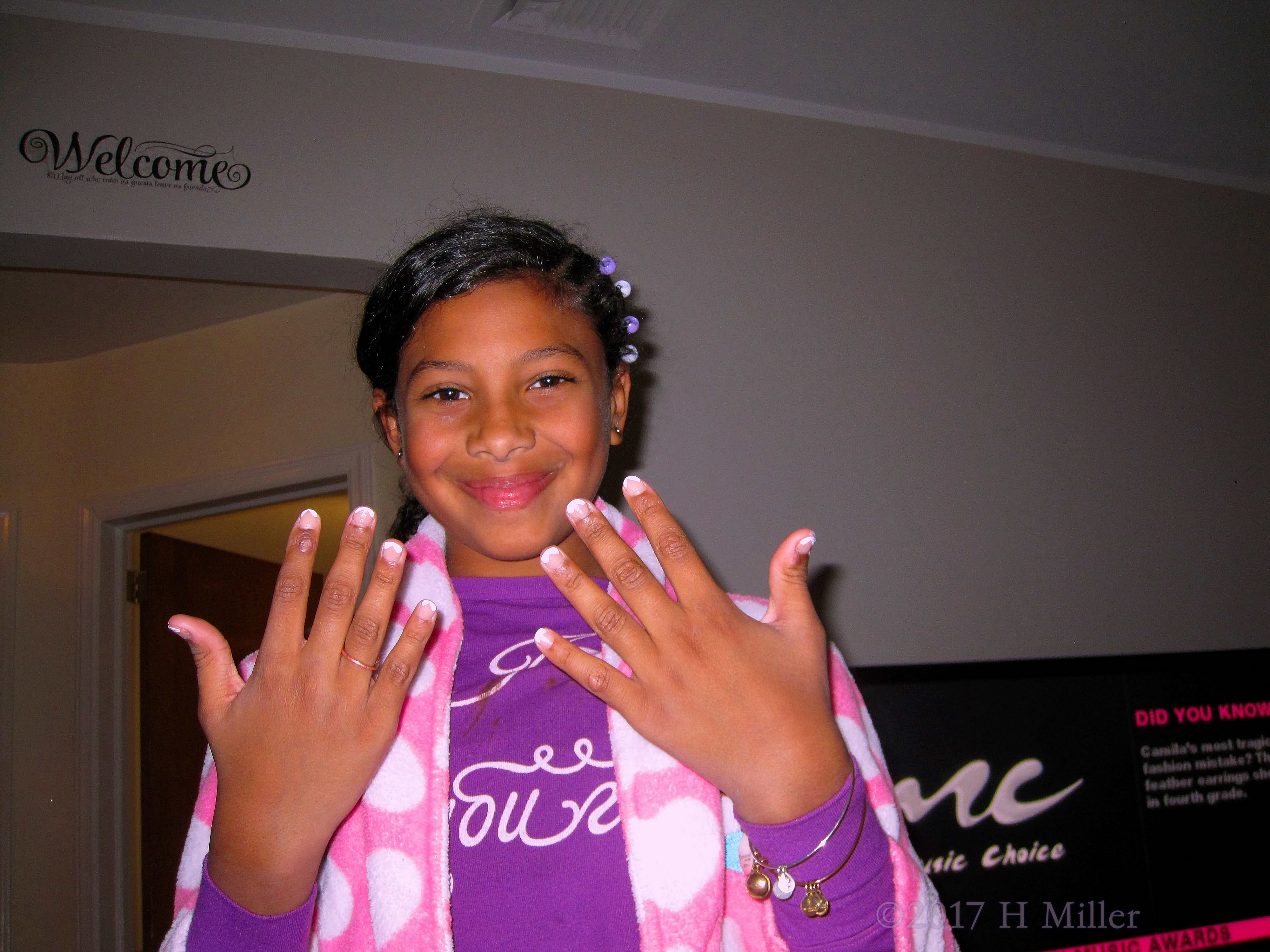 Smiling And Happy After Her Kids Manicure. 