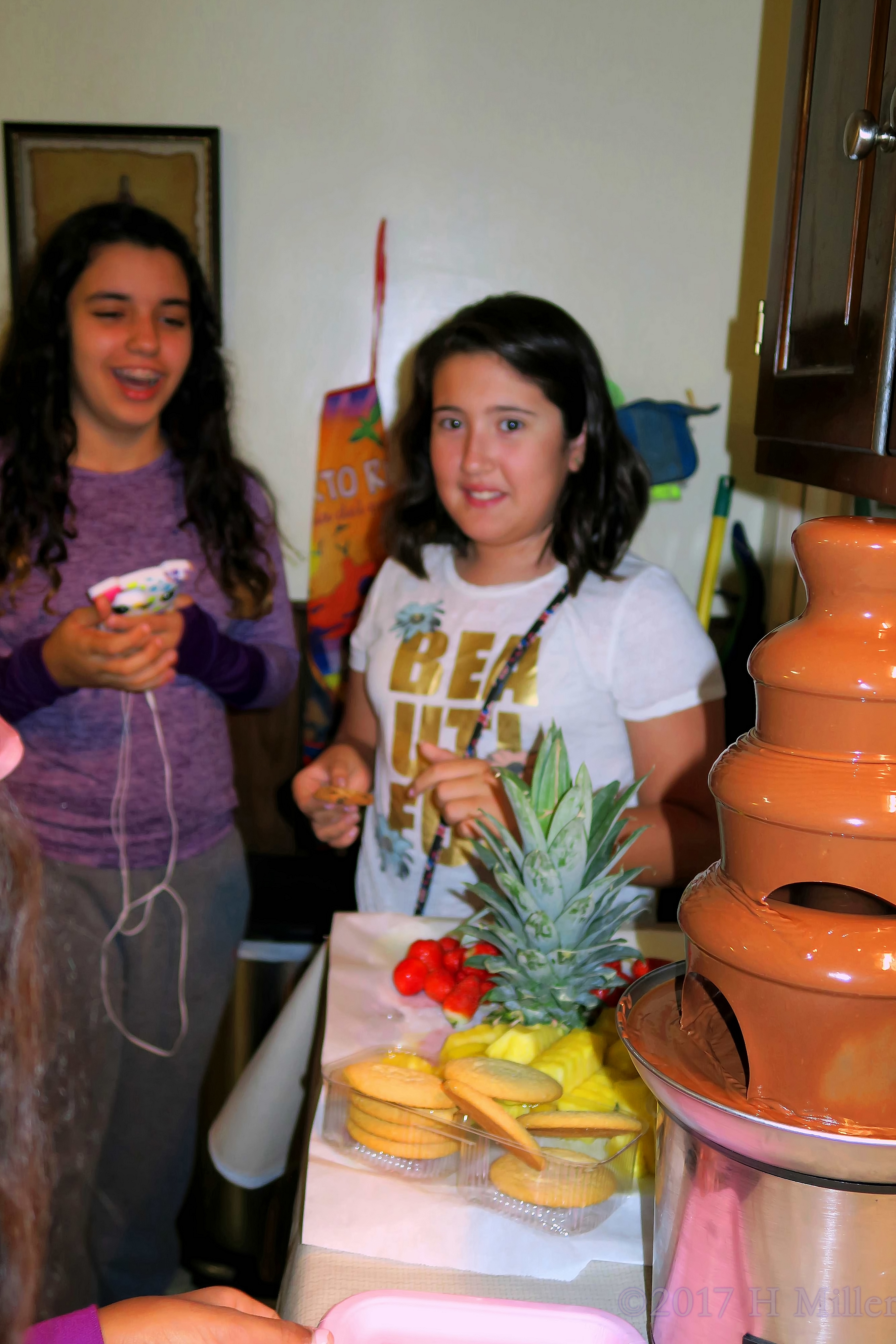 Smiling While Eating Chocolate At The Spa For Girls! 