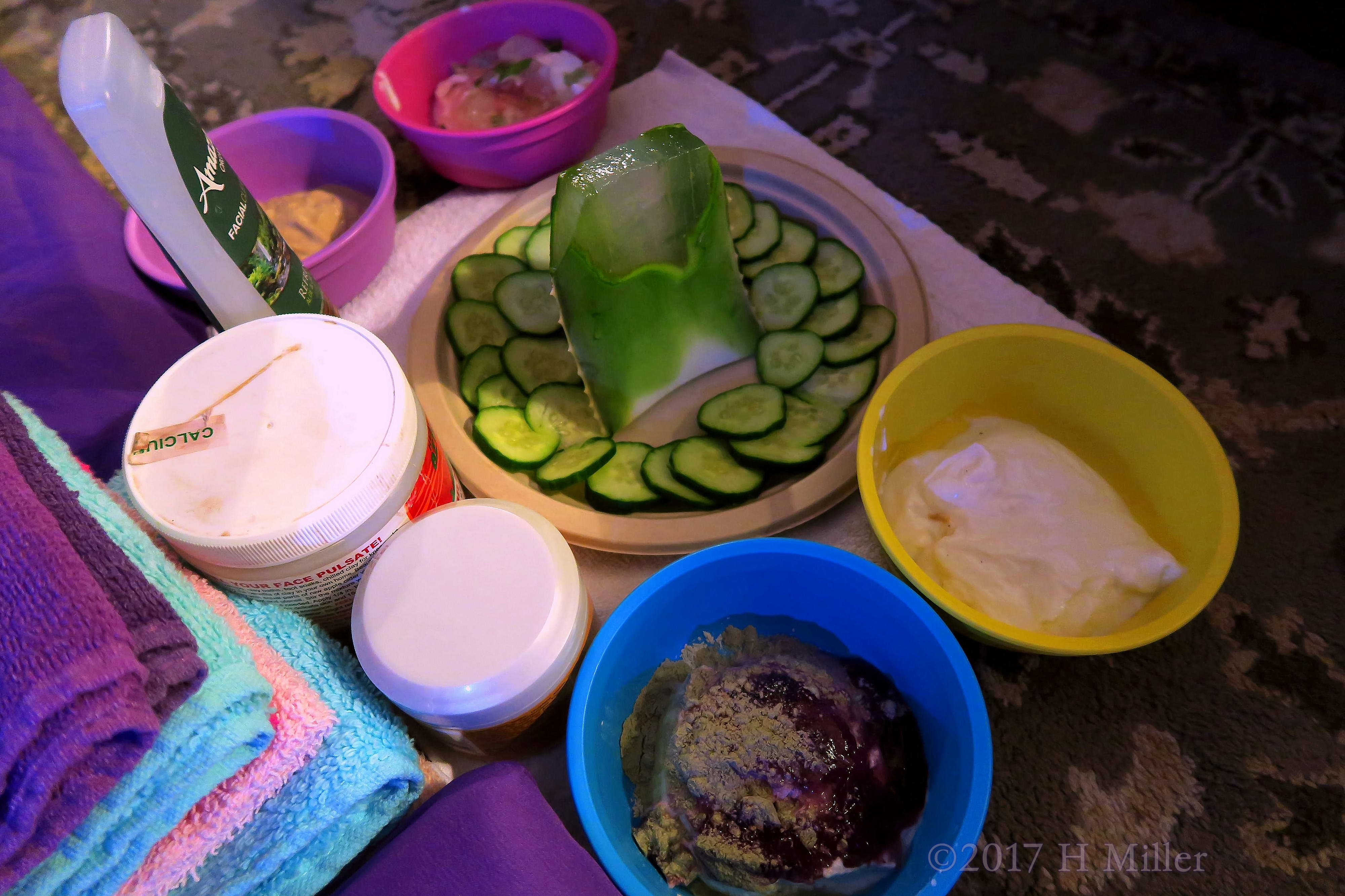 The Materials For The Girls Facials Set Up And Ready. The Materials For The Girls Facials Set Up And Ready.