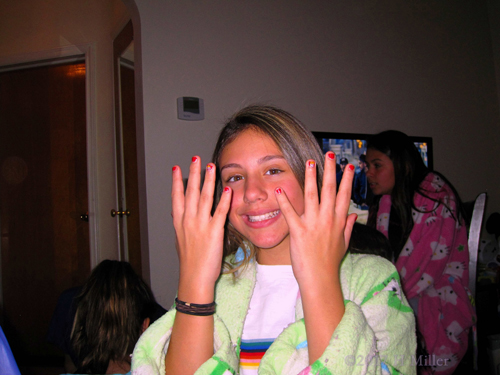 She Is Super Happy With Her Awesome New Nail Art Design On Her Kids Mani! She Is Super Happy With Her Awesome New Nail Art Design On Her Kids Mani!