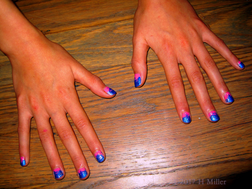 Super Cool Pink And Blue Ombre Girls Manicure Super Cool Pink And Blue Ombre Girls Manicure