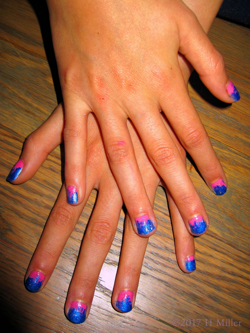 This Pink And Blue Ombre Kids Manicure Is So Pretty