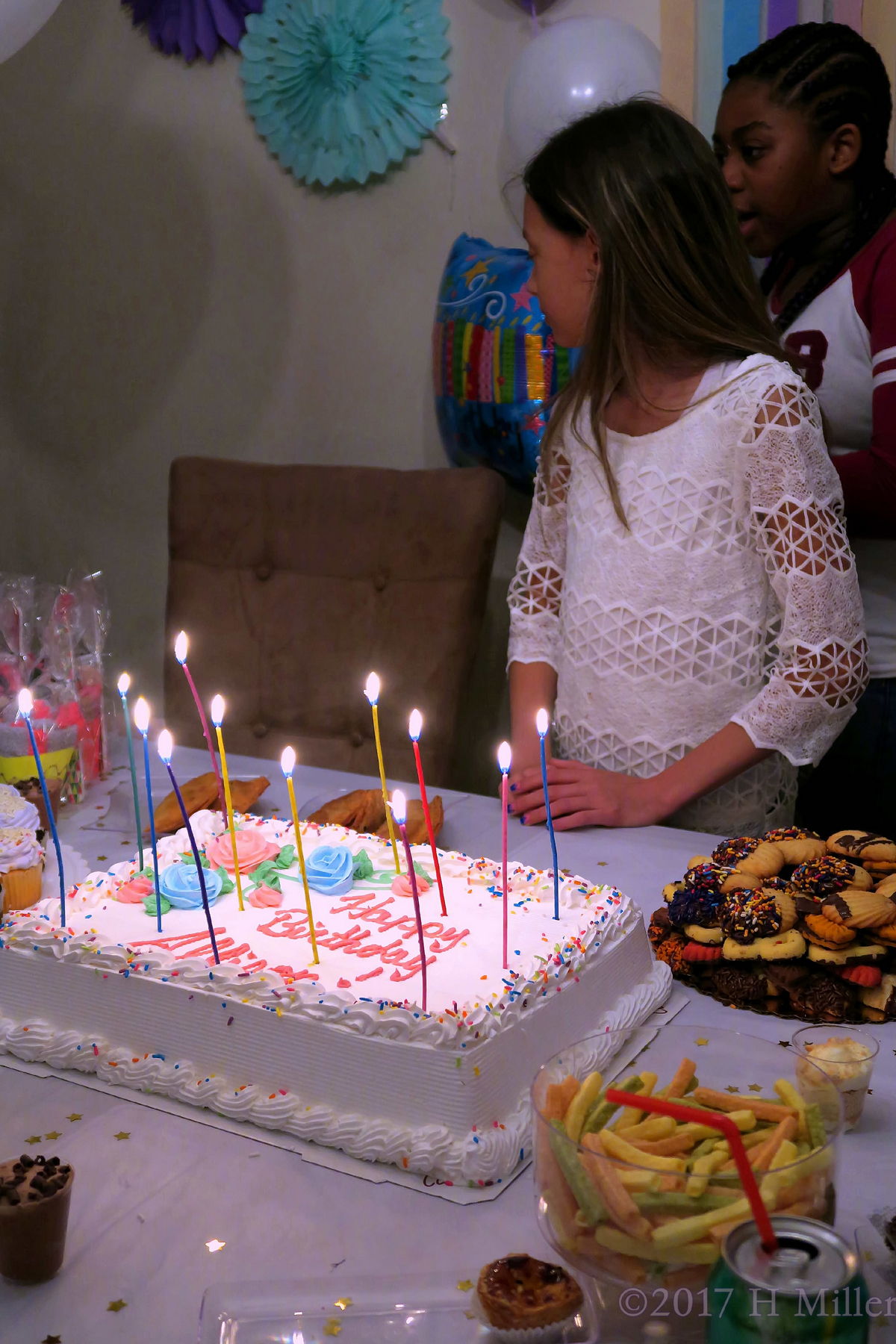 Chatting With Her Friend Before Cake. 