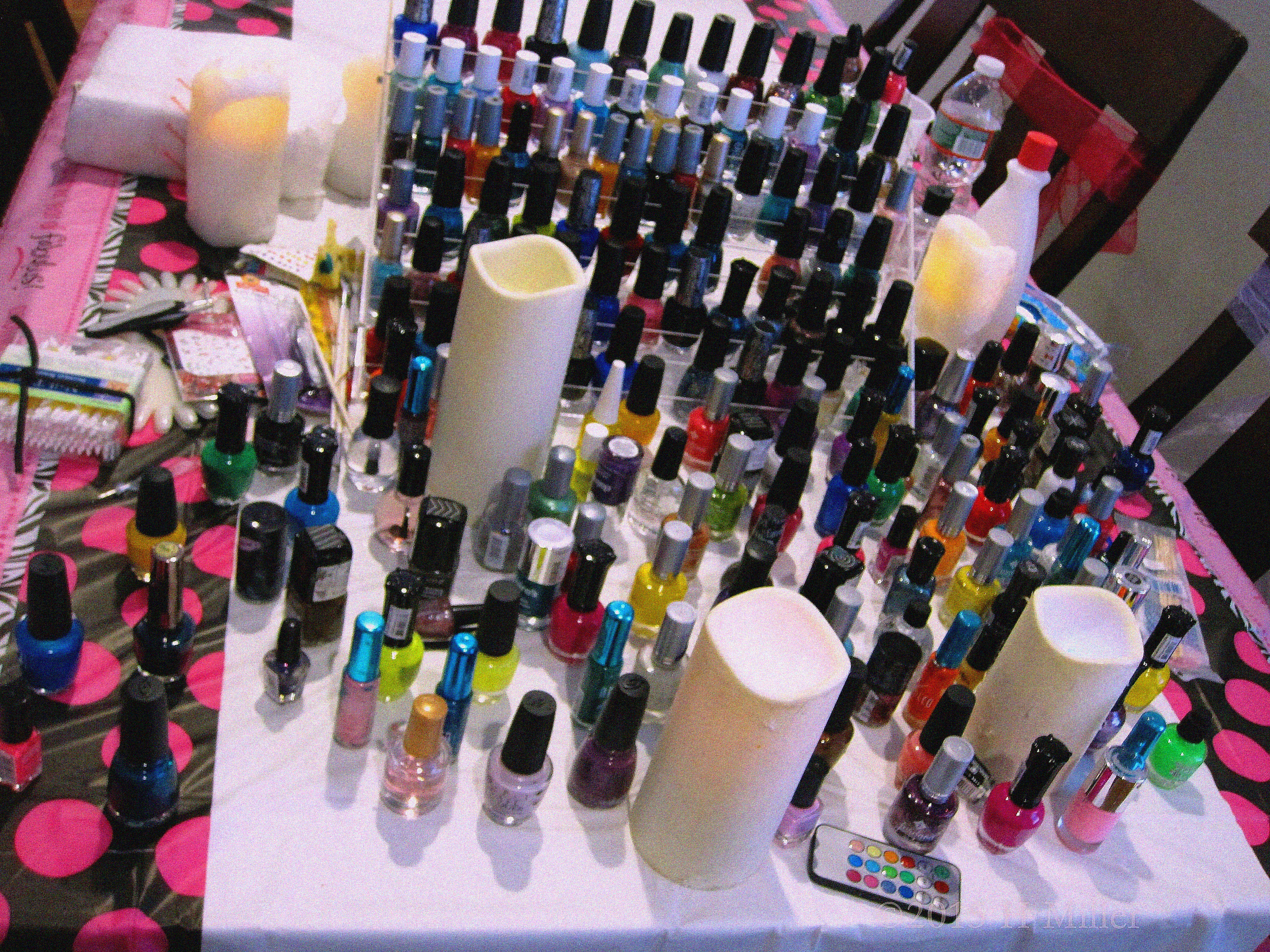 Nail Polish Bottles And LED Candles. Nail Polish Bottles And LED Candles.