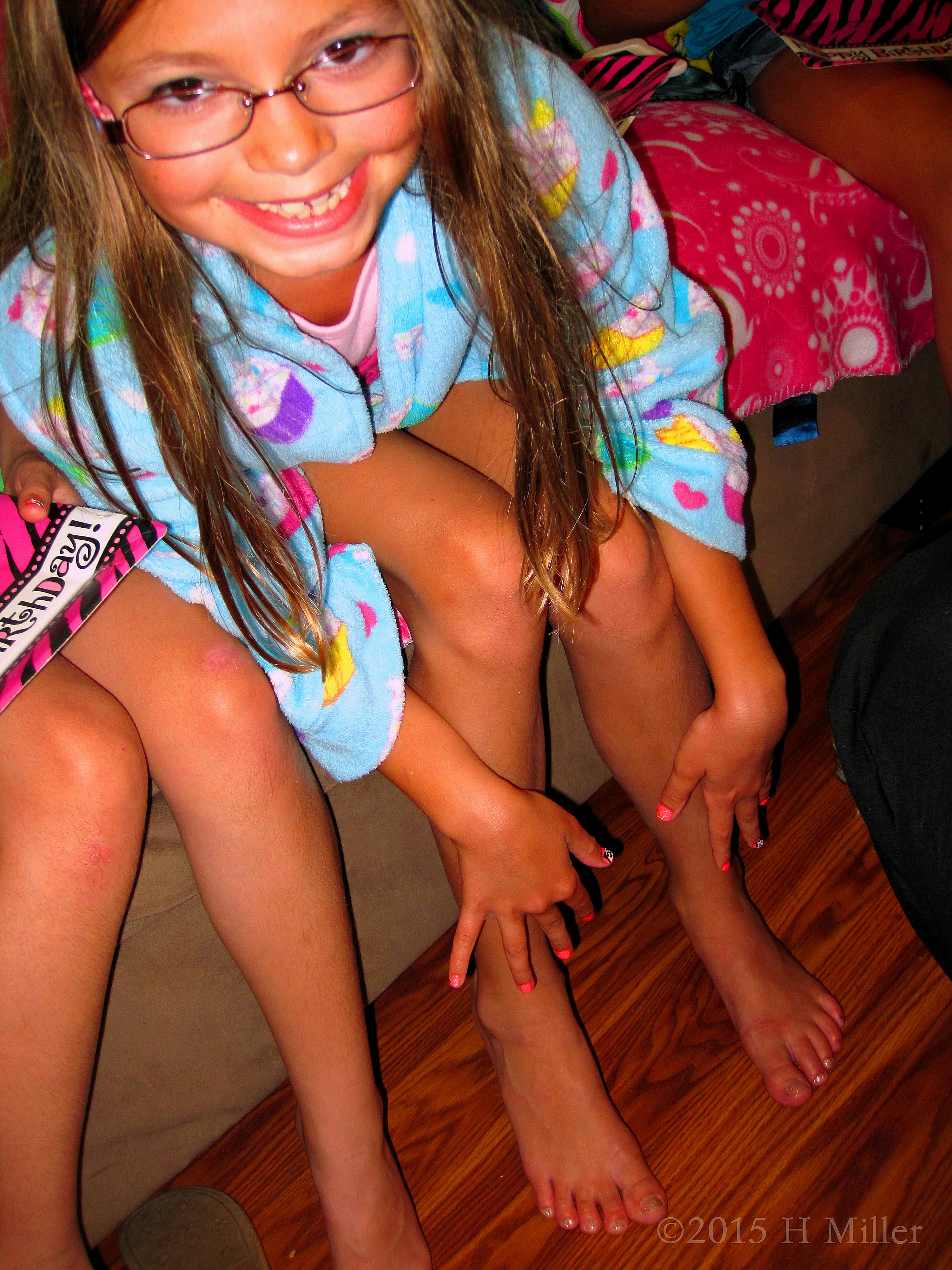 The Birthday Girl Showing Her Mani And Pedi Together. The Birthday Girl Showing Her Mani And Pedi Together.