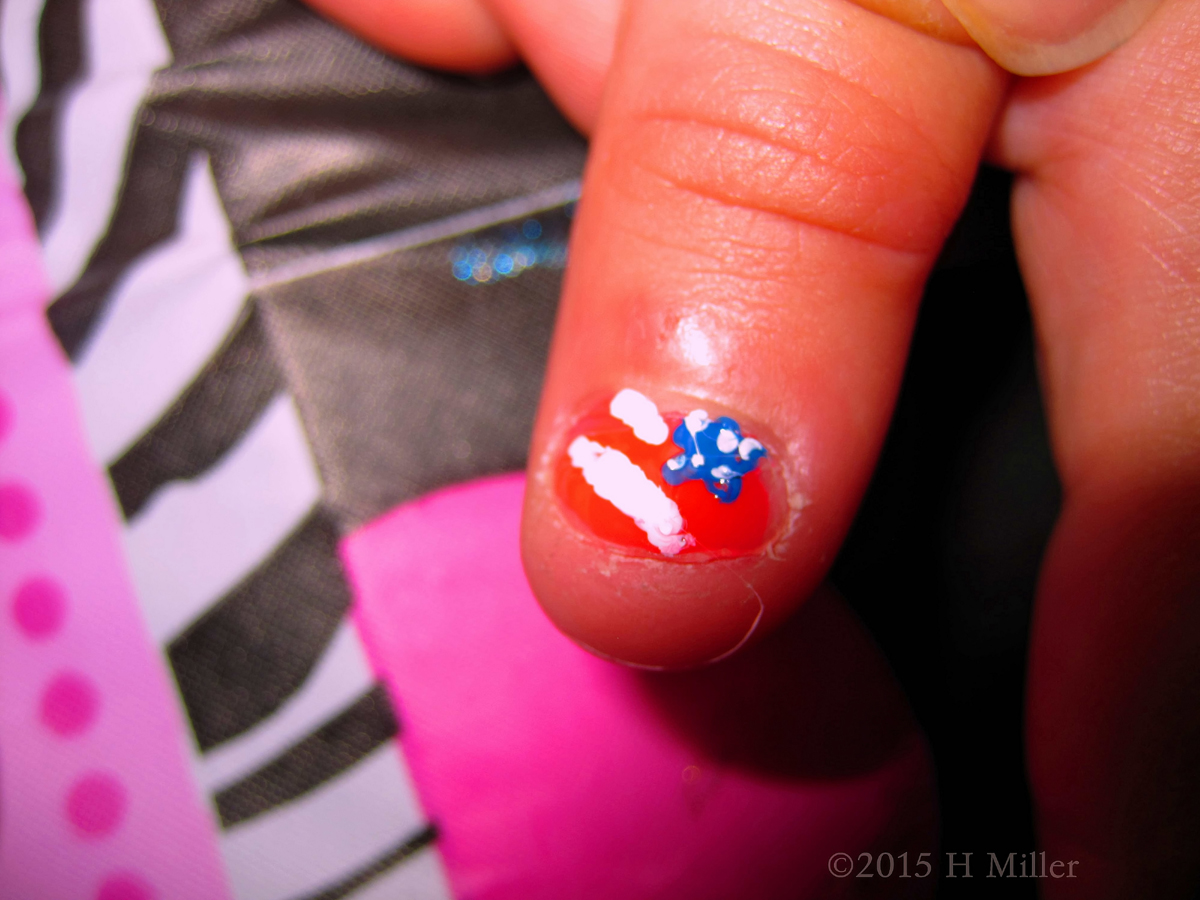 Super Close Up Of American Flag Nail Art. 