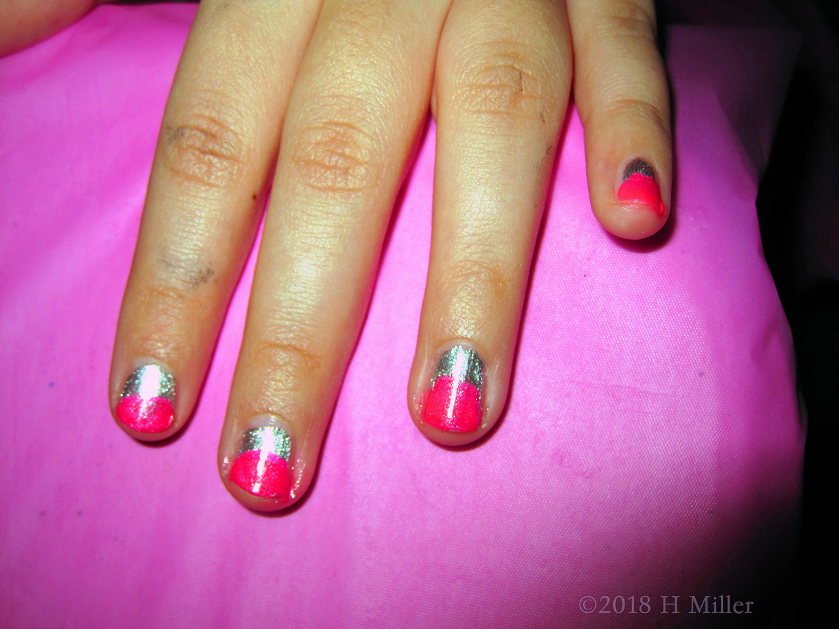 Half Glitter With Half Glossy Makes Such A Cool Combo For Kids Ombre Manicure.