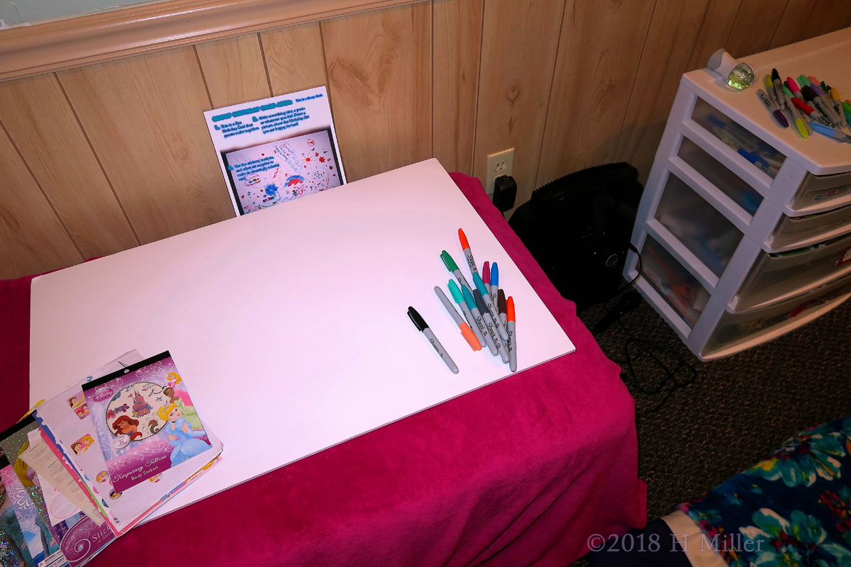 White Blank Foam Board, Colorful Markers And Directions For The Kids To Make The Spa Birthday Card! 