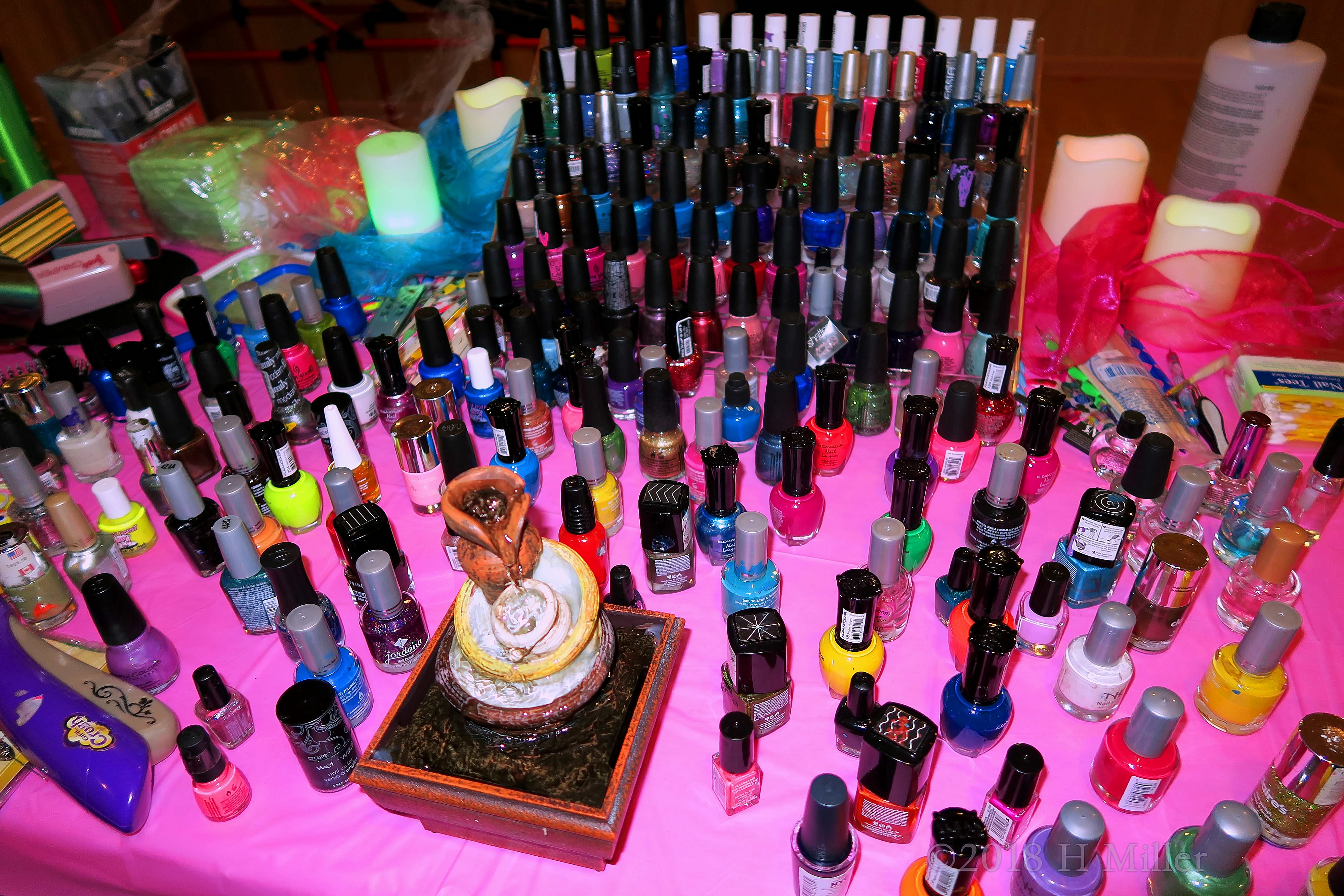 Manicure Station With A Wide Range Of Nail Color Collections At Amanda's Kids Spa Party! 