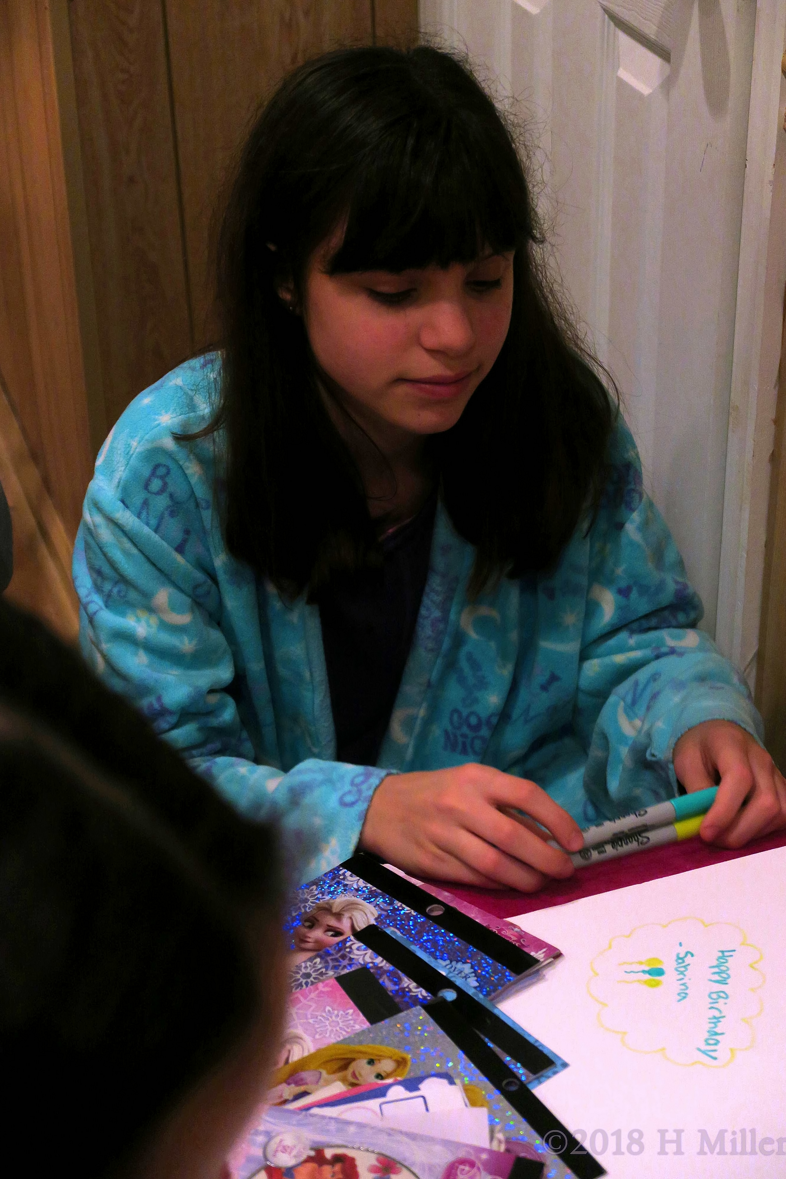 She Is Thinking About Best Wishes To Write For Amanda On The Spa Birthday Card! She Is Thinking About Best Wishes To Write For Amanda On The Spa Birthday Card!