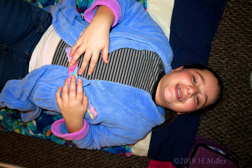 Birthday Girl Lying Comfortably Before Her Facial For Girls Activity! Birthday Girl Lying Comfortably Before Her Facial For Girls Activity!