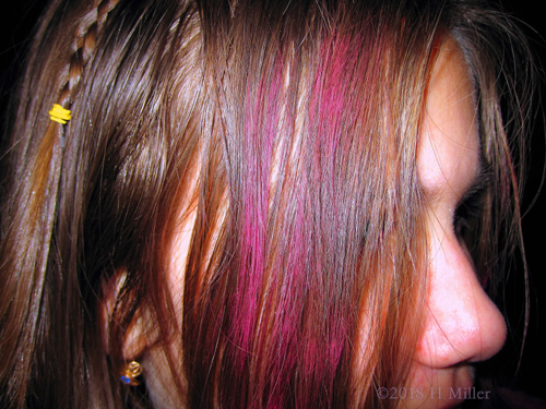 Flakes Of Pink Chalked Hair With A Mini Braid Looks Awesome.