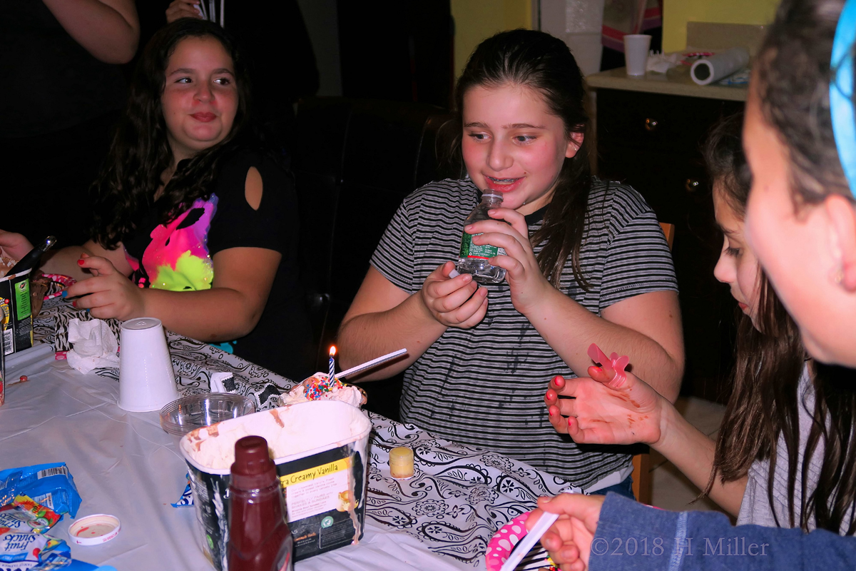 Amanda Gets The Cupcake With A Birthday Candle On It! 