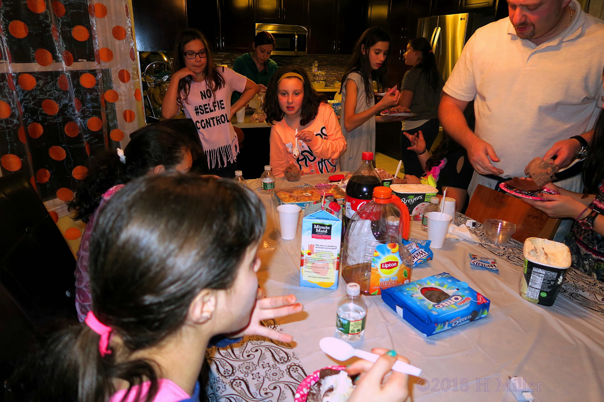 The Girls While Enjoying The Party Snacks! 