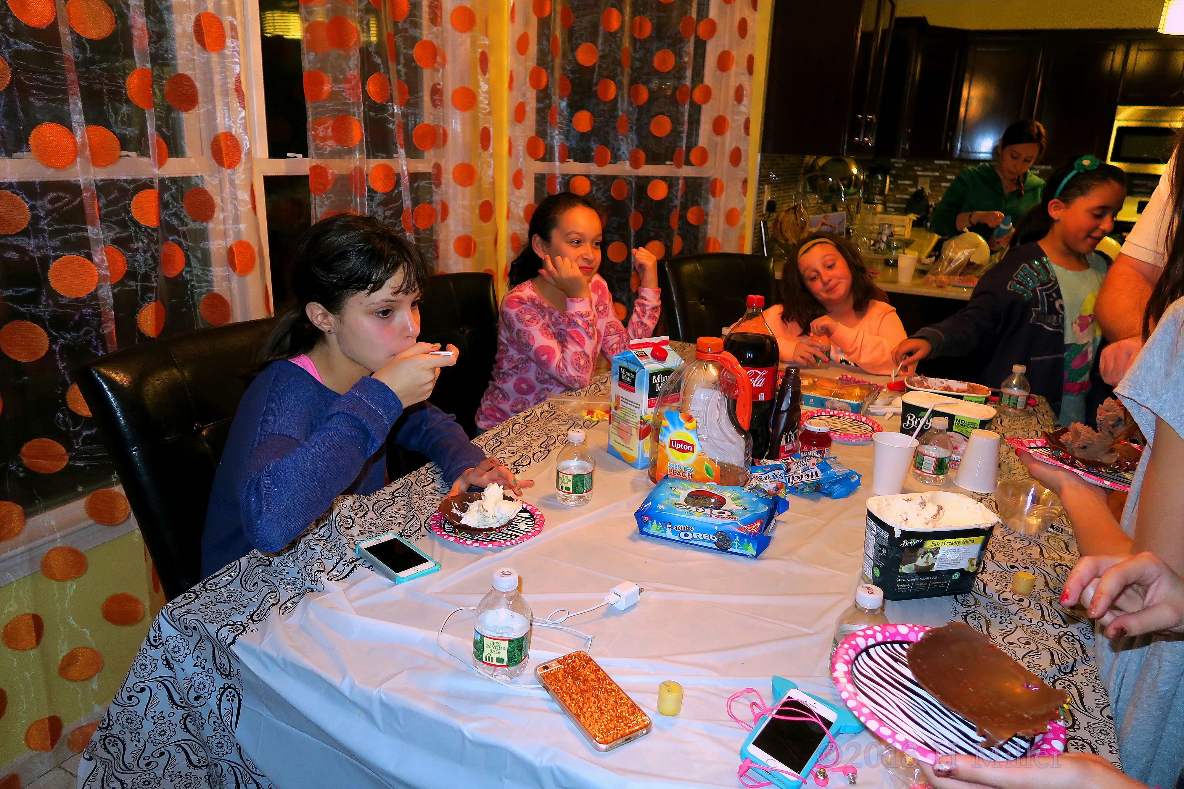Having Their Share Of Tasty Dessert During Snack Time. Having Their Share Of Tasty Dessert During Snack Time.