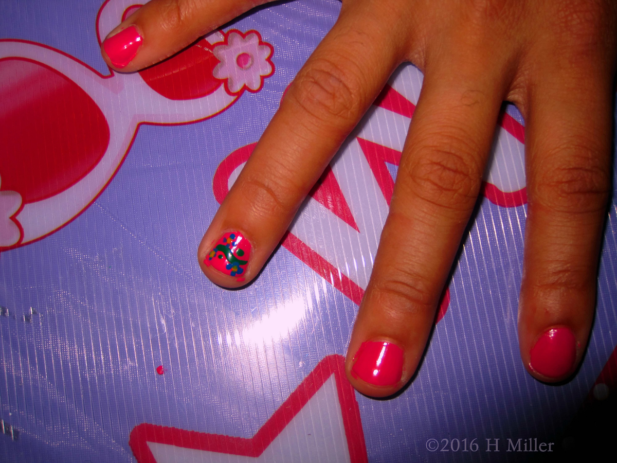 Pretty Floral Pink Girls Manicure 
