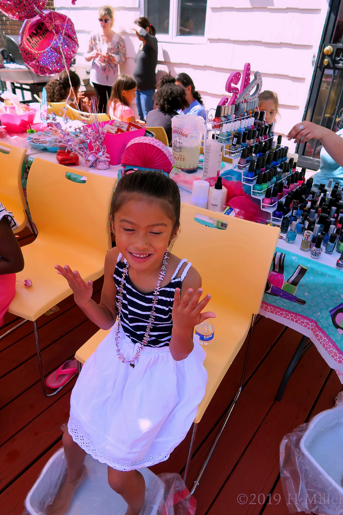 Party Guest Happy With Her Mini Mani During Her Kids Pedi! 