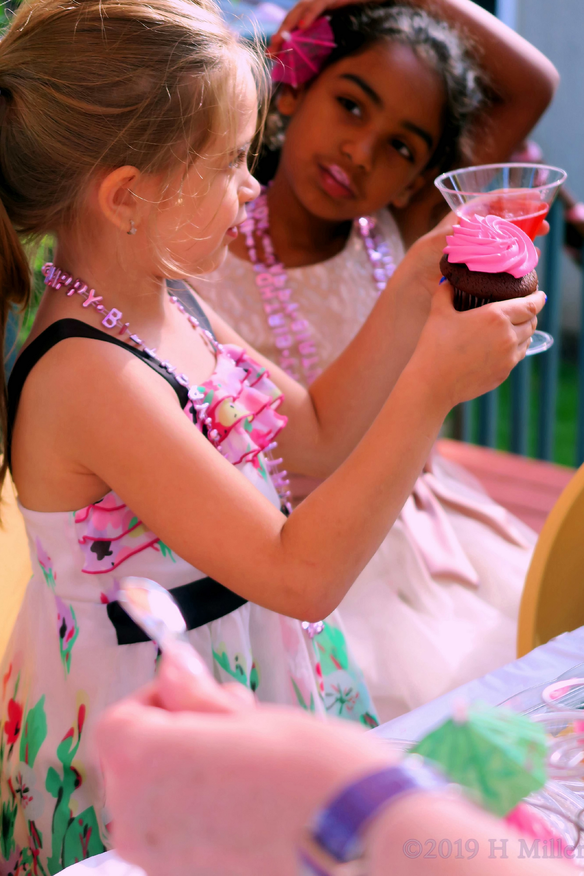 Guest Enjoying Her Cake And Drink while Amiya Looks On With A Smile! 