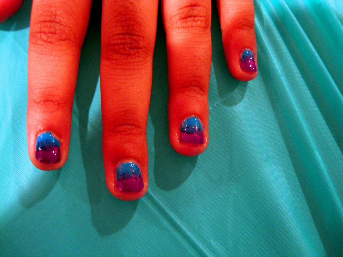 Blue And Pink Two Tone Kids Manicure 