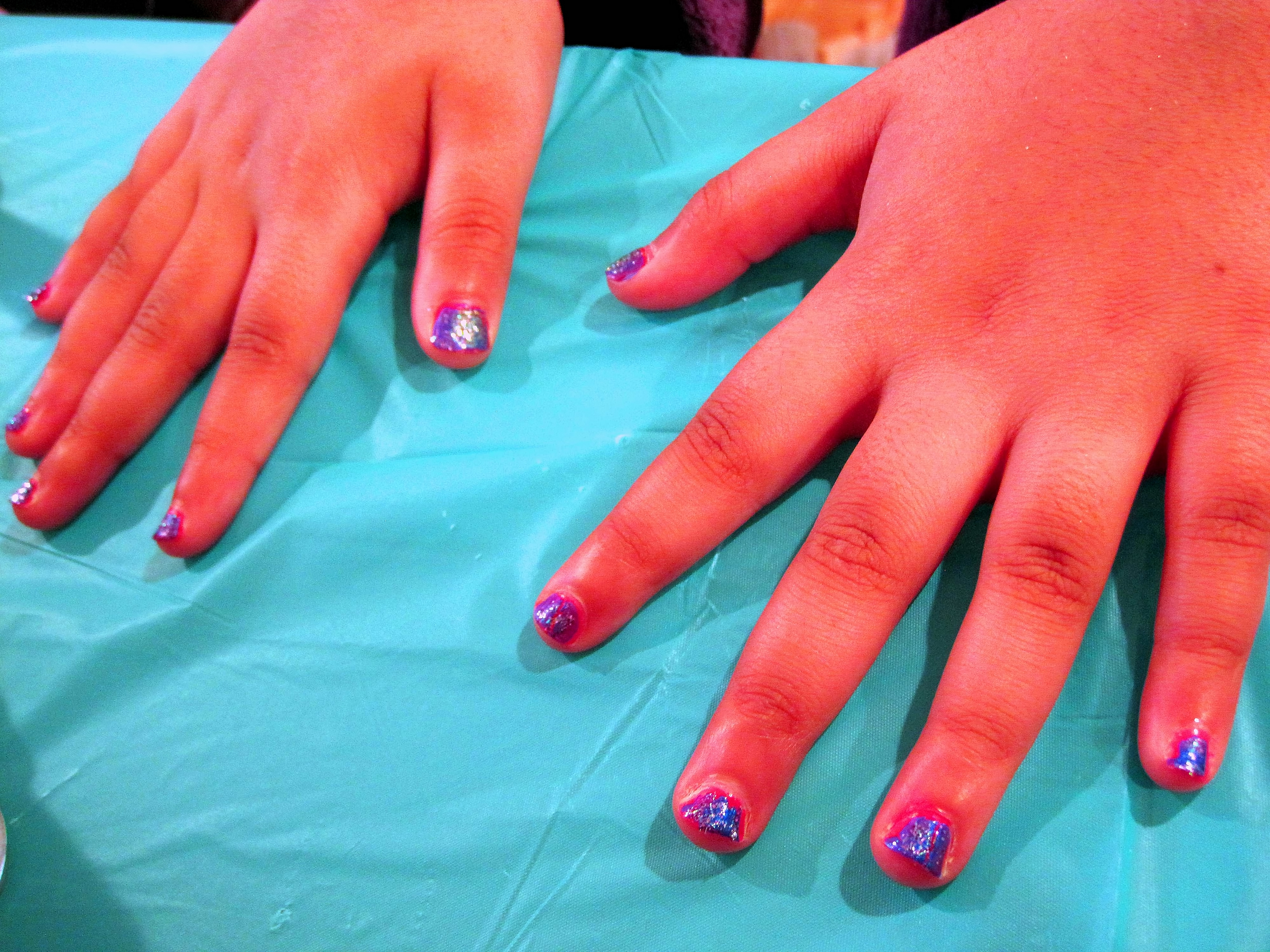 Silver And Blue Glitter At Home Manicure 