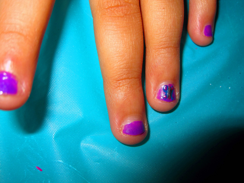 Pretty Purple Mini Manicure With Butterfly Nail Art