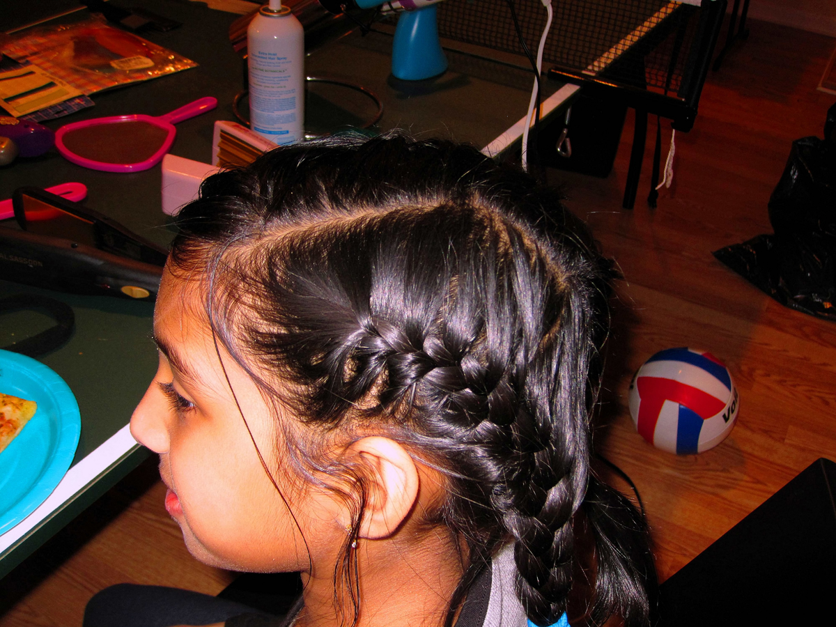 French Braid Hairstyle At The Girls Spa 