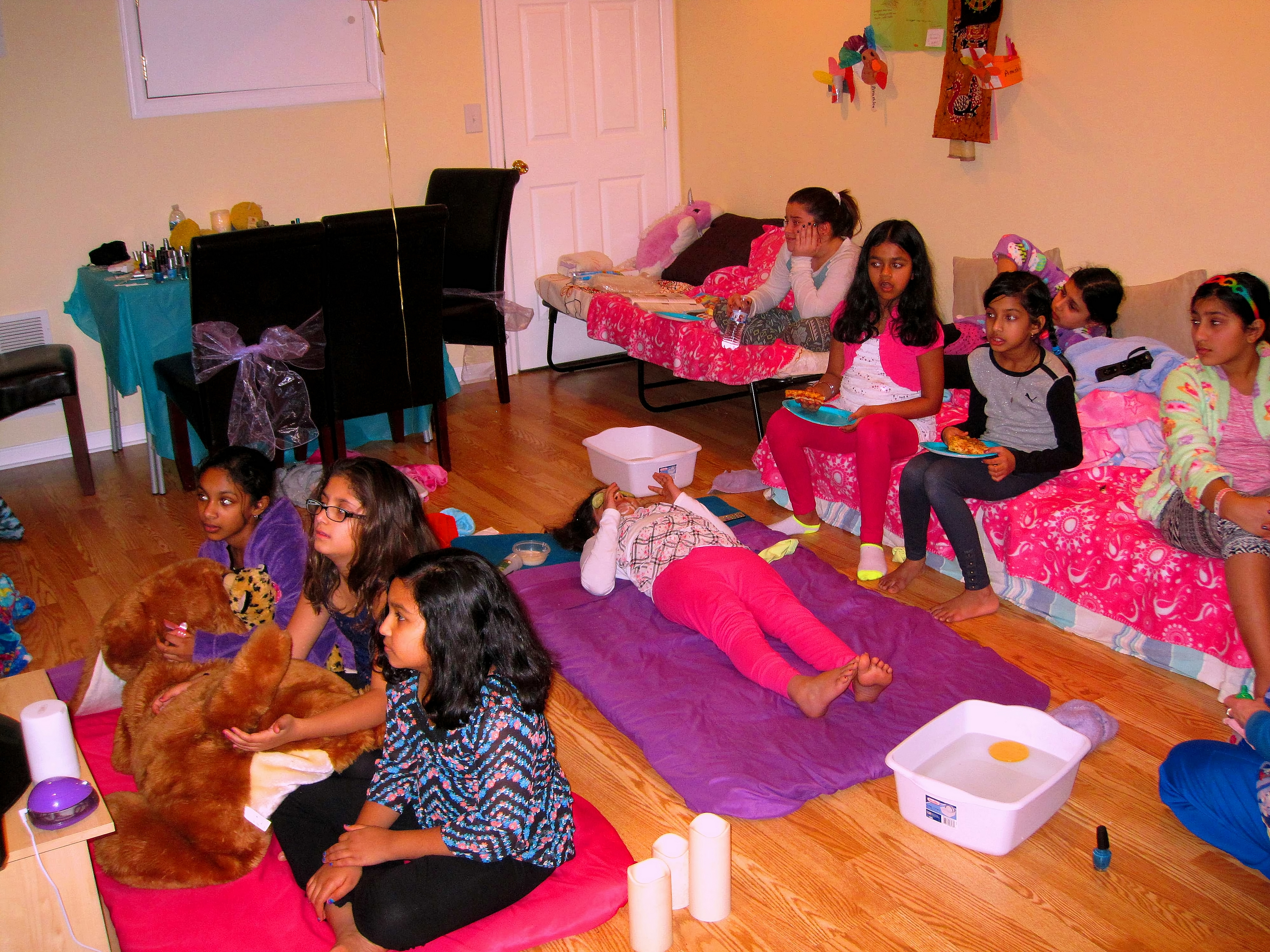 Everyone's Hanging Out During The Spa Party For Girls 