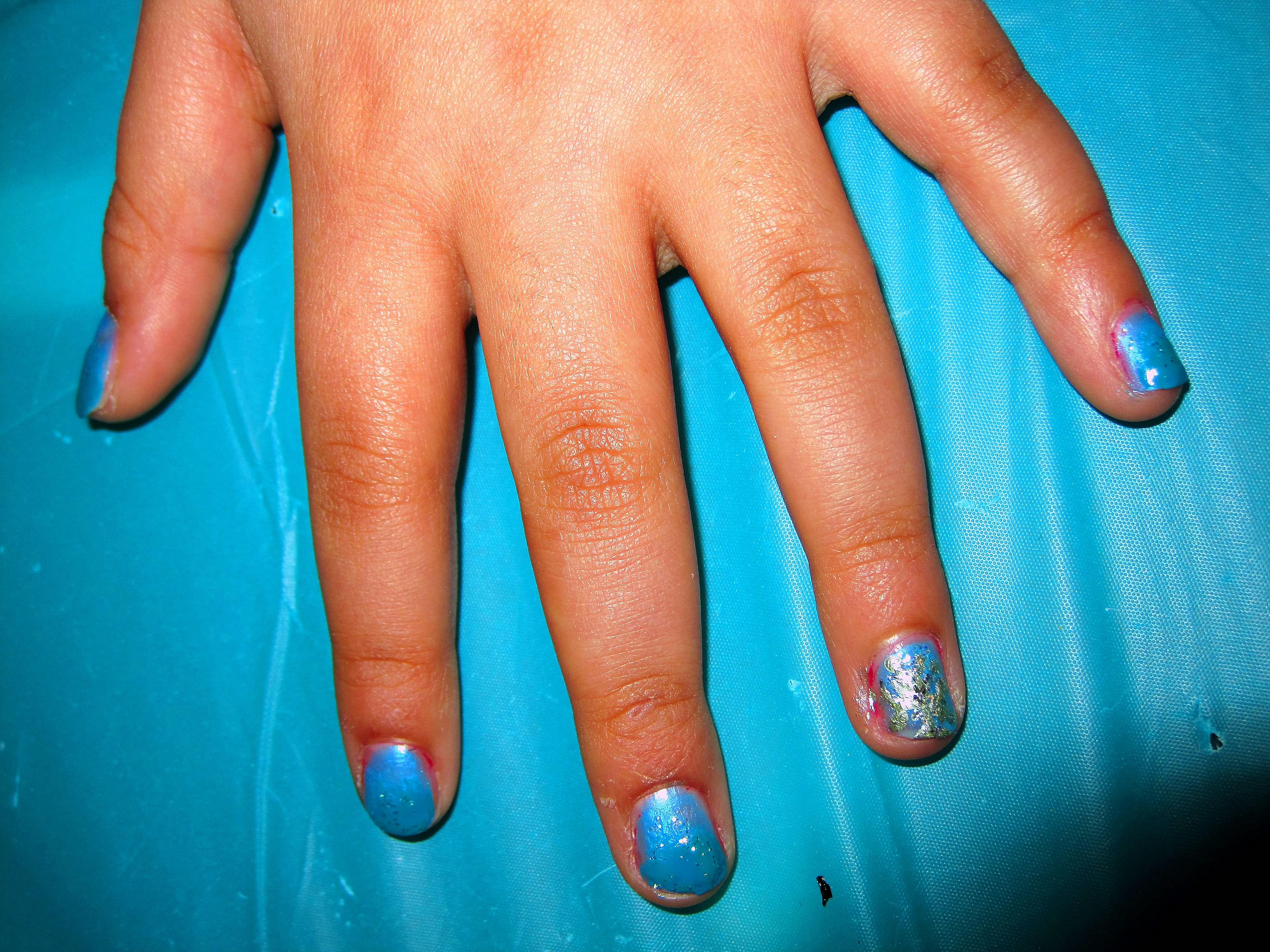 Robin's Egg Blue And Glitter Mini Manicure