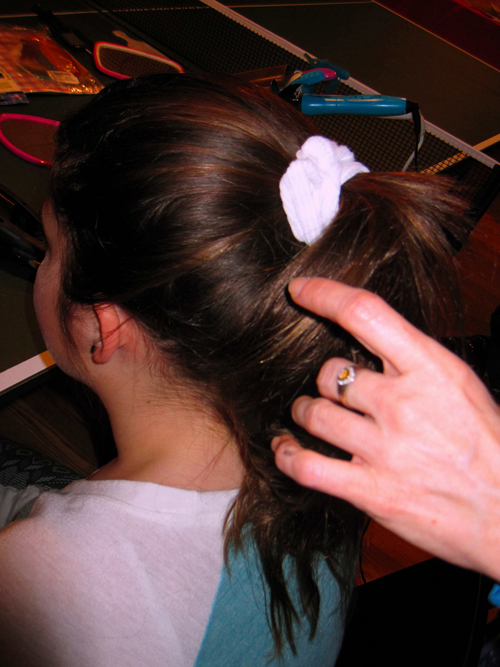 Getting Her Hair Curled At The Spa.