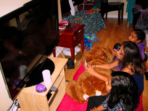 Watching A Movie With Friends During The Spa Party Watching A Movie With Friends During The Spa Party