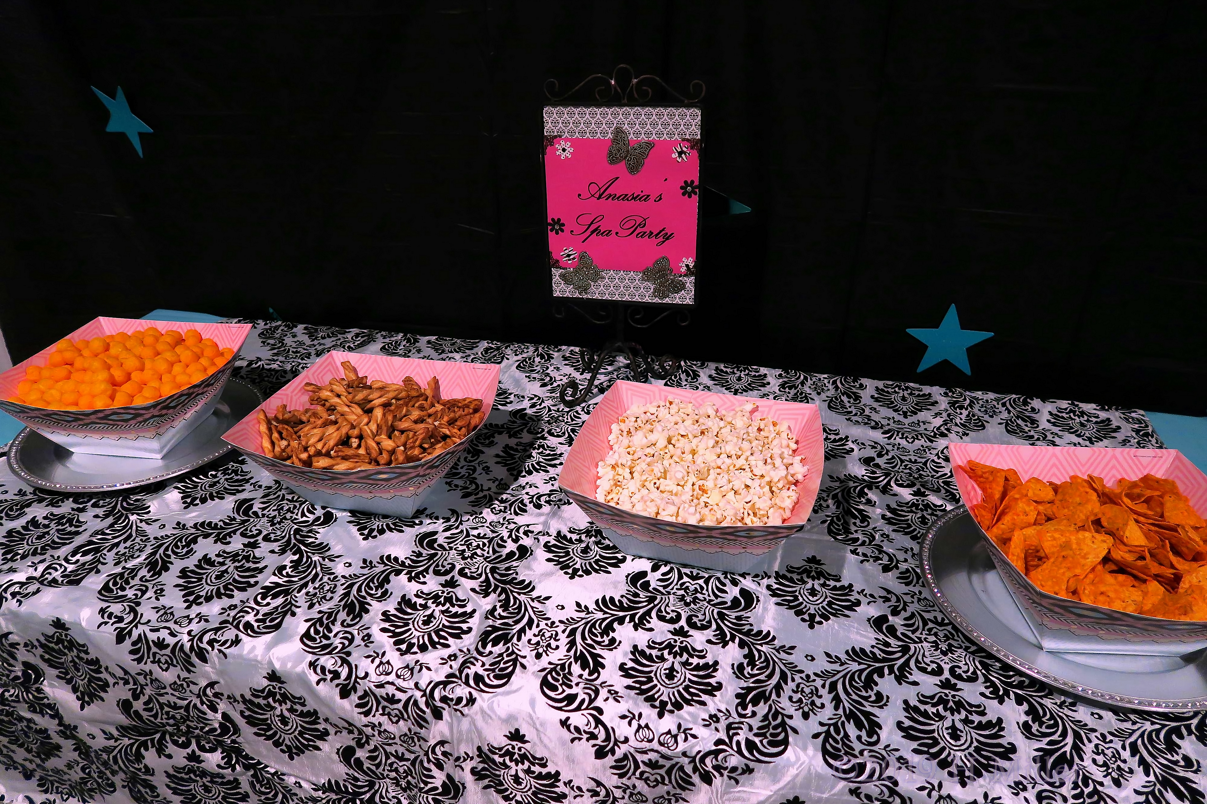 Popcorn, Puffs, And Pretzel Snacks At The Spa Party For Girls! Popcorn, Puffs, And Pretzel Snacks At The Spa Party For Girls!