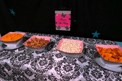 Popcorn, Puffs, And Pretzel Snacks At The Spa Party For Girls! Popcorn, Puffs, And Pretzel Snacks At The Spa Party For Girls!