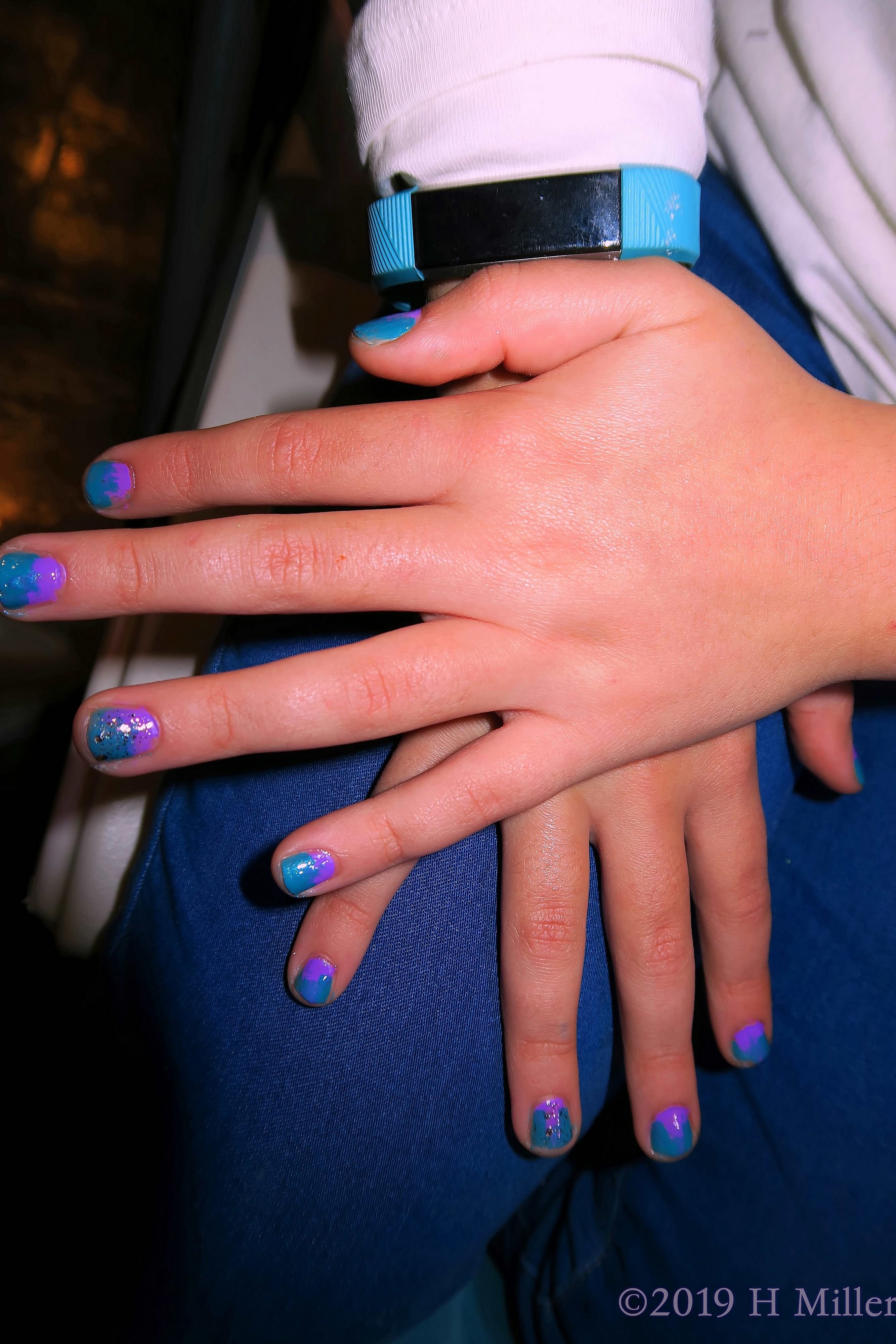 Perfectly Polished! Kids Mani With Blue, Purple, And Glitter Ombre Nail Design! 