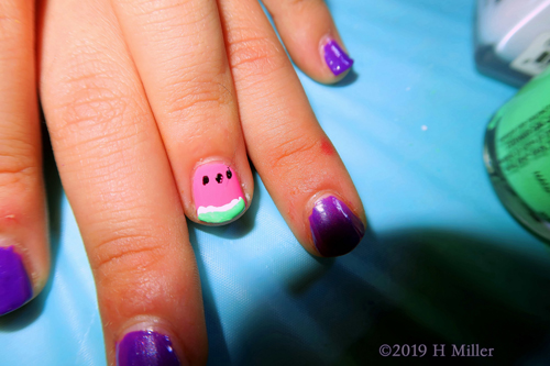 Featuring Fruit! Accent Nail Design On Kids Mani! Featuring Fruit! Accent Nail Design On Kids Mani!