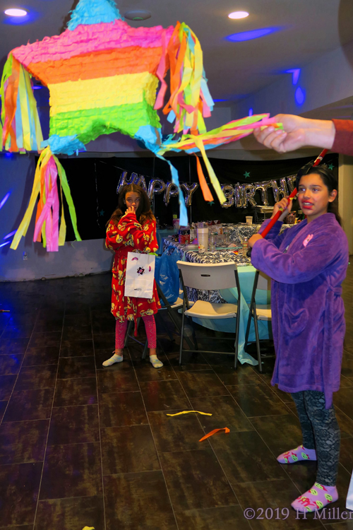 Picturing Candy Rain! Pinata Fun At The Spa Birthday Party! Picturing Candy Rain! Pinata Fun At The Spa Birthday Party!