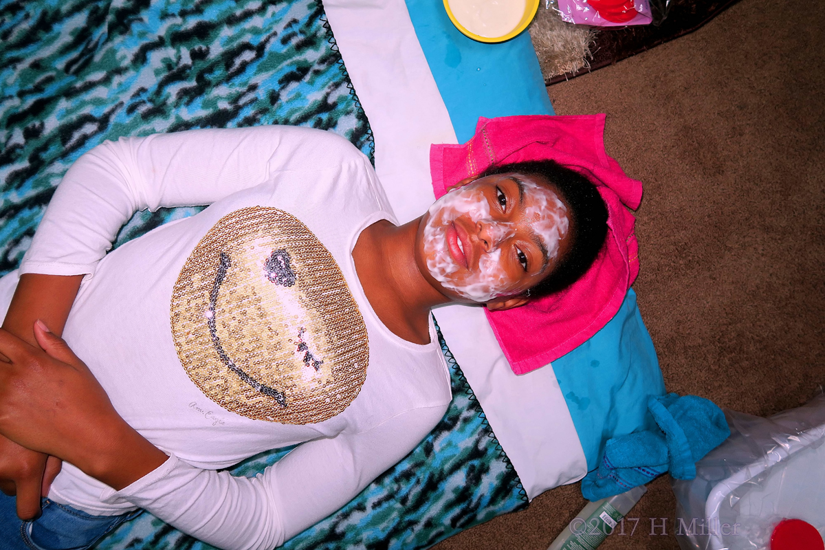 With Her Facial Mask, Ready To Glow! 
