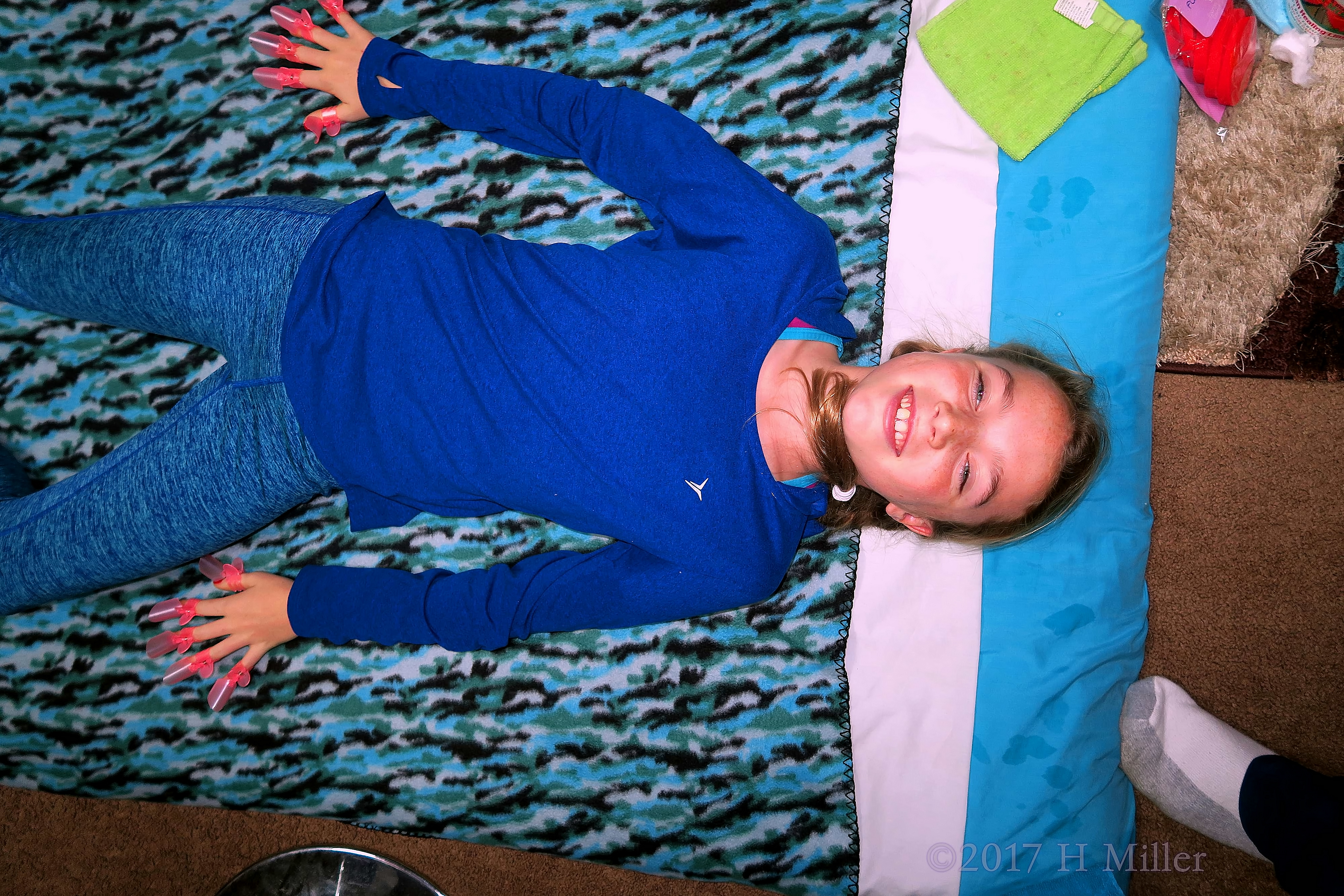 Happy Girl With Her Kids Mani Is Ready For Her Facial Happy Girl With Her Kids Mani Is Ready For Her Facial