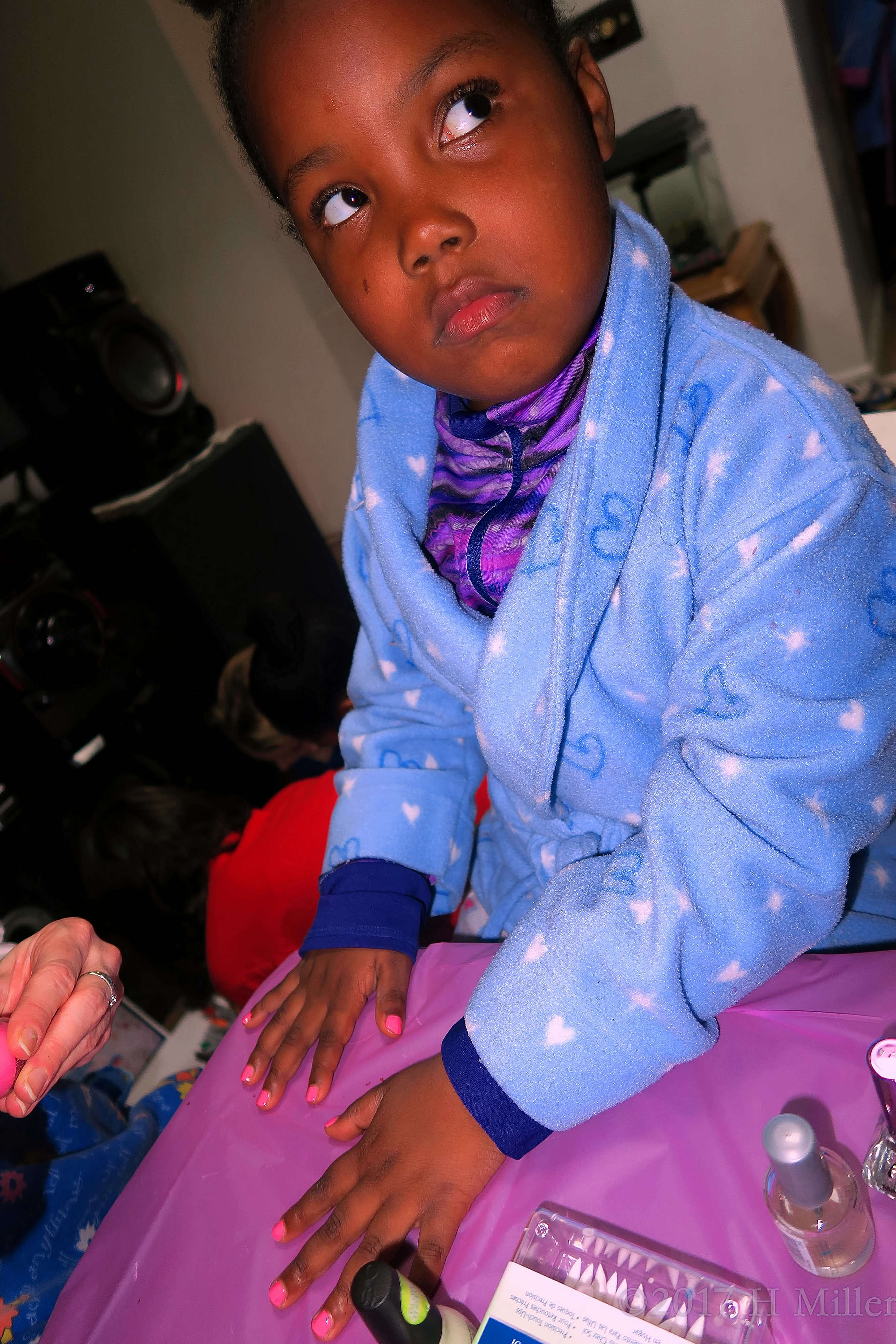 In Her Kids Spa Robe, All Set To Get Her Mani In Her Kids Spa Robe, All Set To Get Her Mani