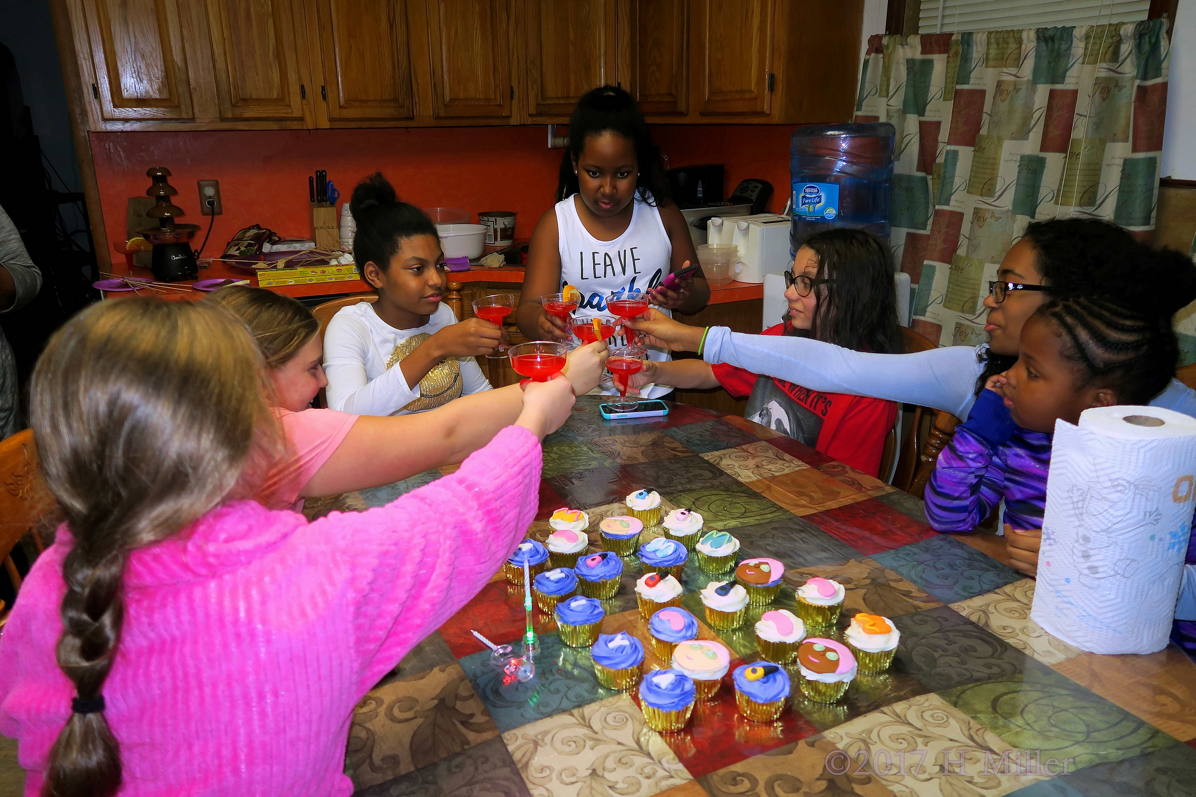 Girls Toasting The Birthday Girl At Aniya's Spa Party 