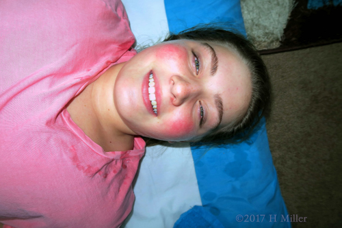 Relaxing At The Kids Spa Party After Her Facial. Relaxing At The Kids Spa Party After Her Facial.