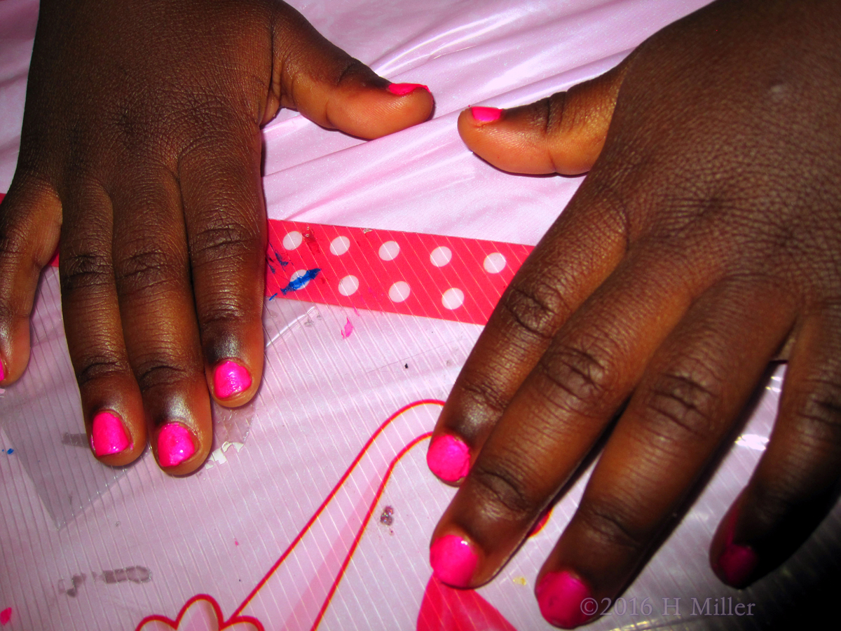Hot Pink Kids Manicure At The Spa For Girls 