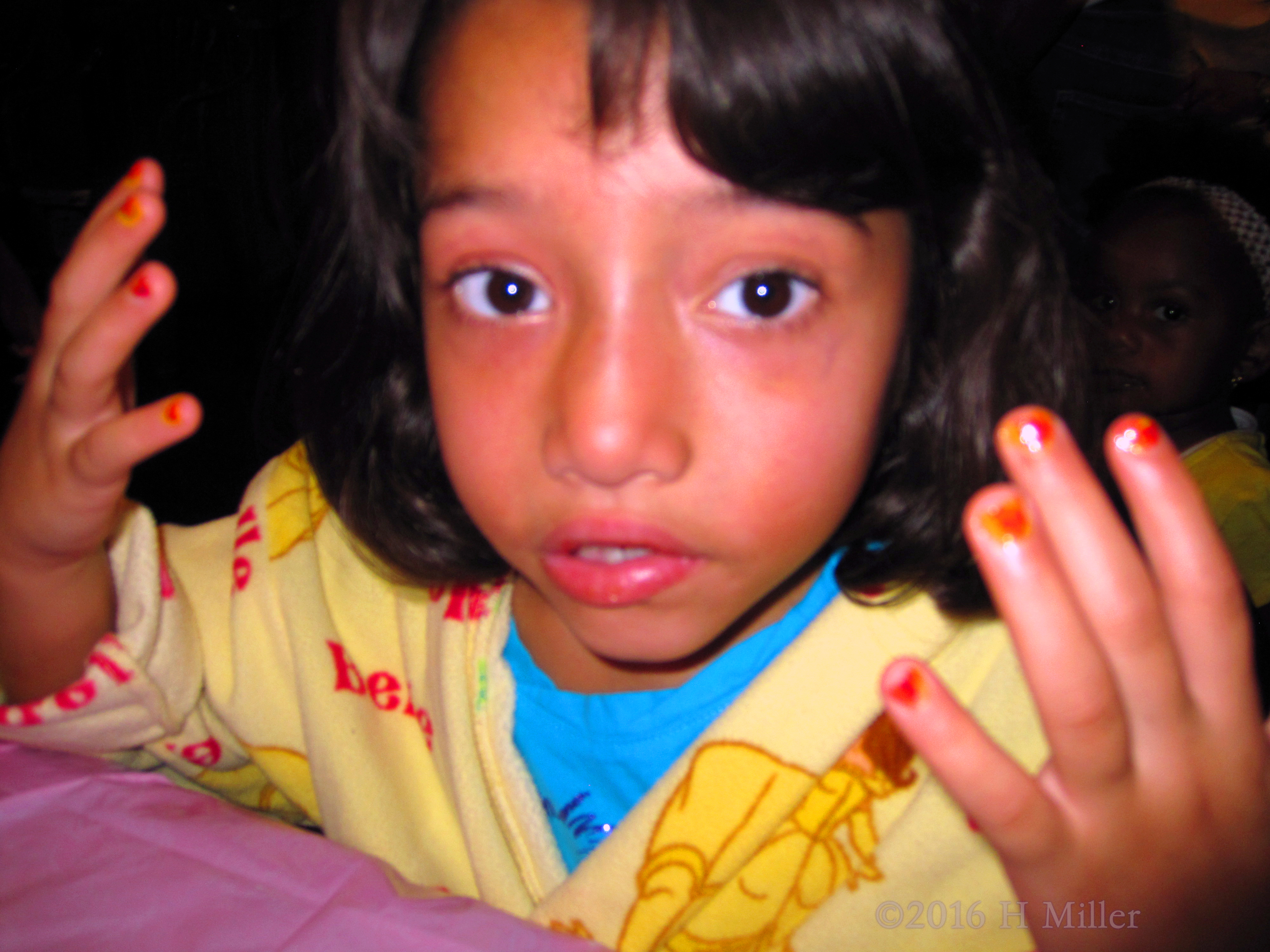 Little Belle Spa Robed Guest Shows Her Girls Manicure Little Belle Spa Robed Guest Shows Her Girls Manicure