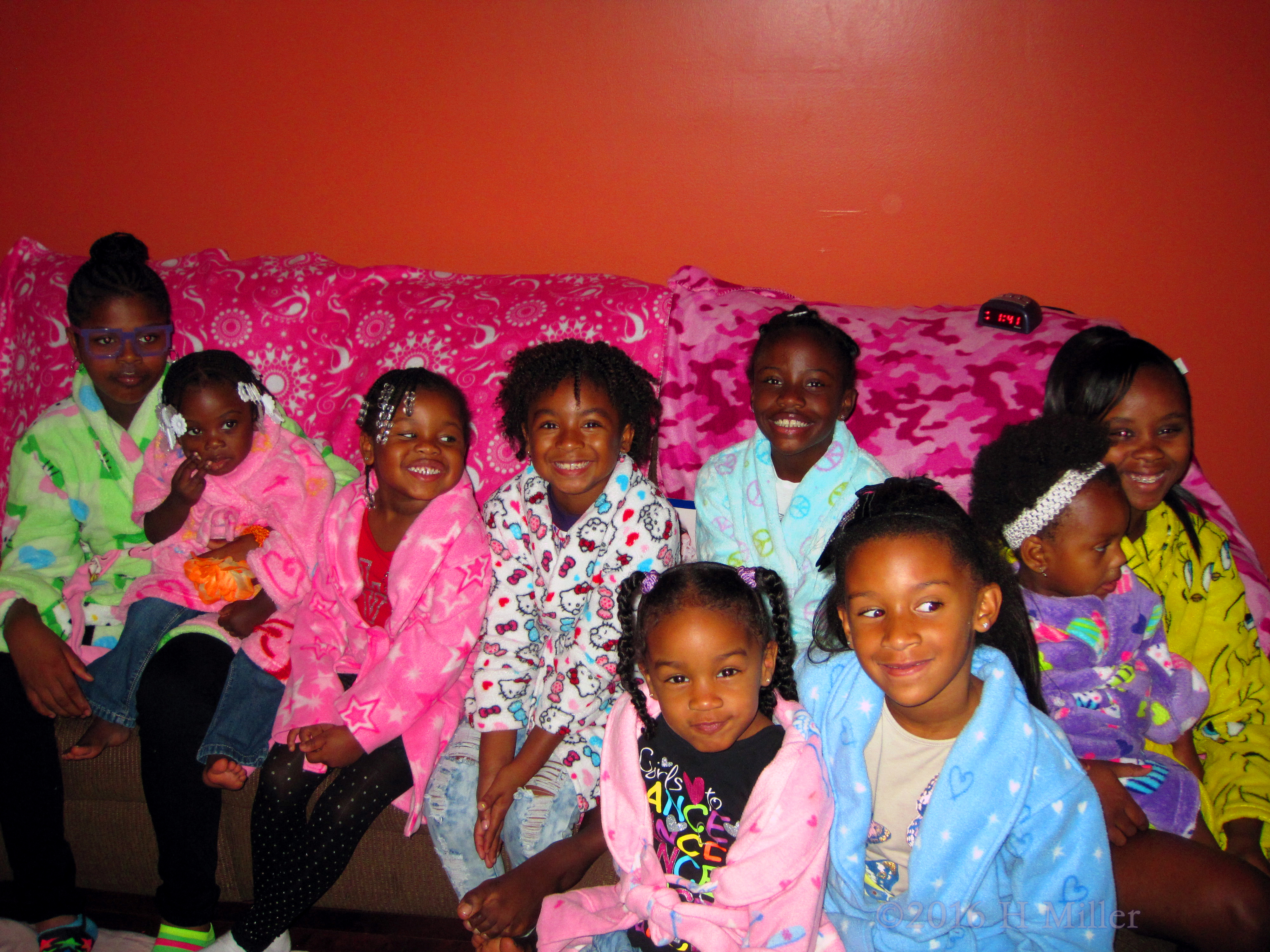 Spa Robes Donned On Couch With Big Smiles For The Group Photo! Spa Robes Donned On Couch With Big Smiles For The Group Photo!