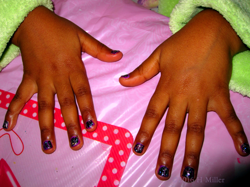 Dark Purple Sparkle Kids Manicure