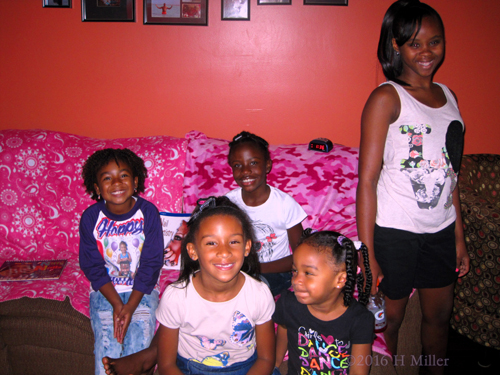 Five Spa Girls Smiling Happily At The Spa Party Five Spa Girls Smiling Happily At The Spa Party