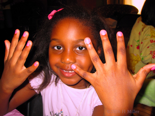 Happy Spa Girl Has A Pink With Purple Sparkles Girls Manicure Happy Spa Girl Has A Pink With Purple Sparkles Girls Manicure