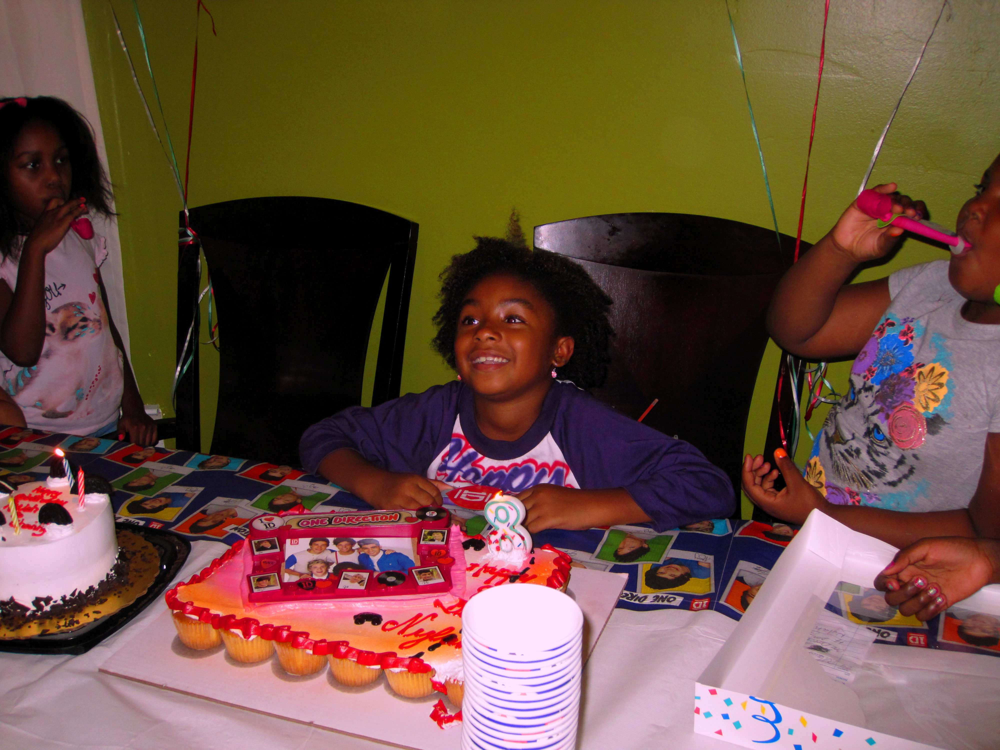 The Cake Is Lit At The Birthday Party The Cake Is Lit At The Birthday Party