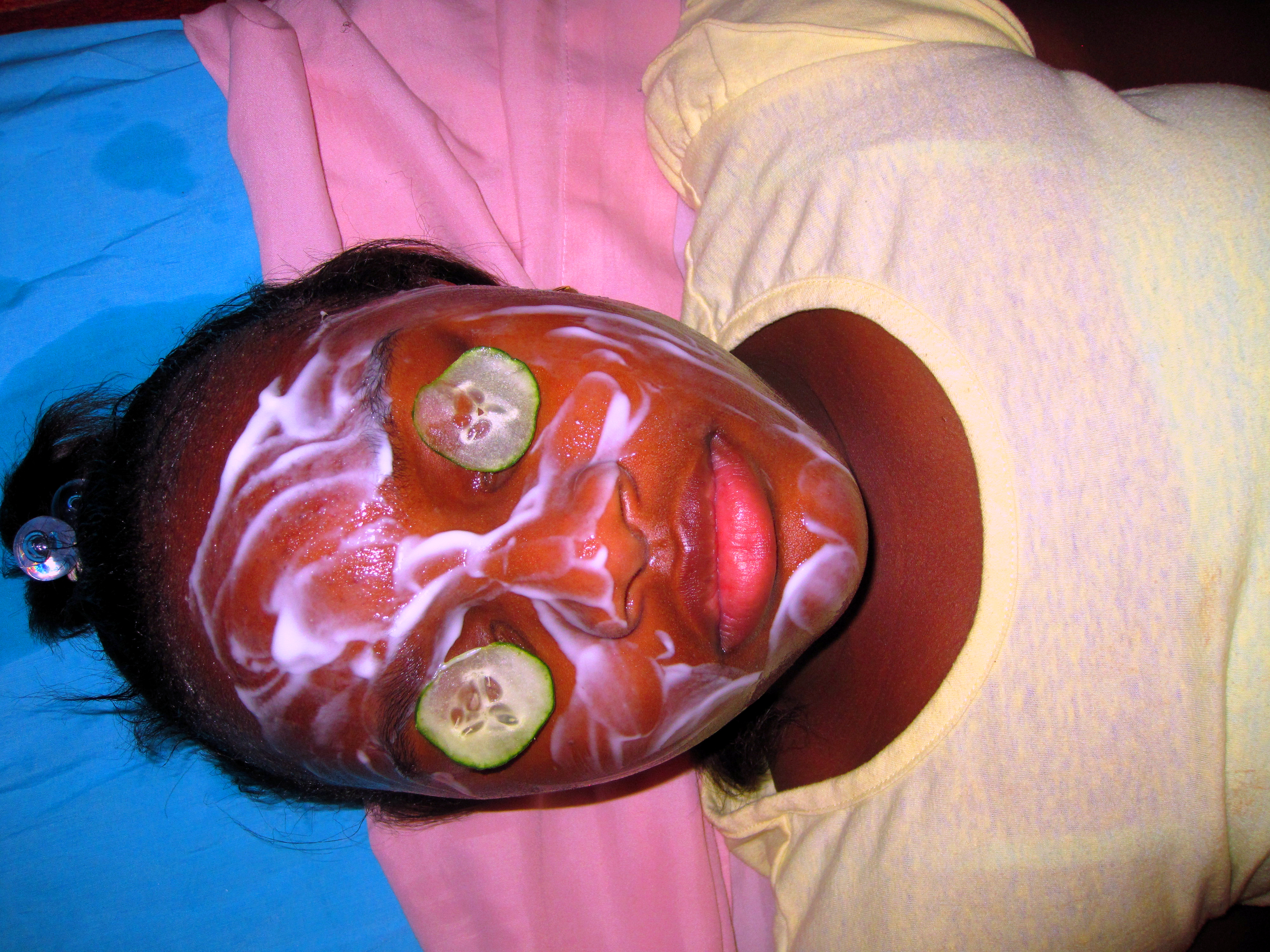 Thinly Sliced Cukes On Spa Party Girl During Facials For Kids Thinly Sliced Cukes On Spa Party Girl During Facials For Kids